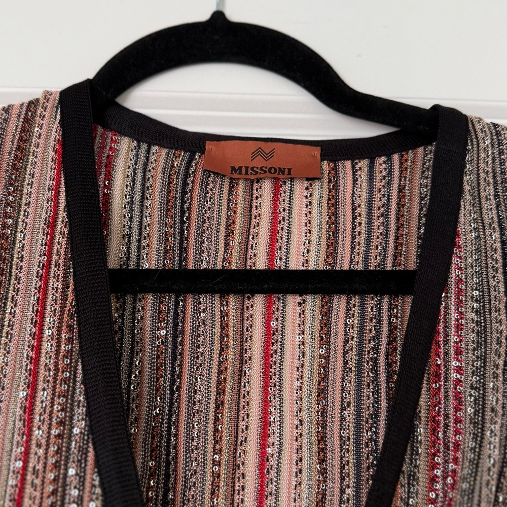 NWT MISSONI Sequin-embellished striped crochet-knit wrap top $1,770 44 8 - Picture 6 of 10